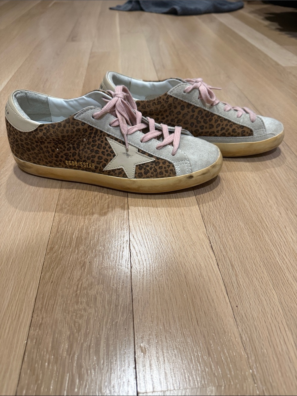 Golden Goode superstar Leopard Suede Sneakers with Pink Laces size 40